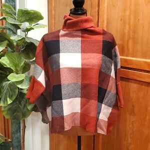 Plaid poncho sweater